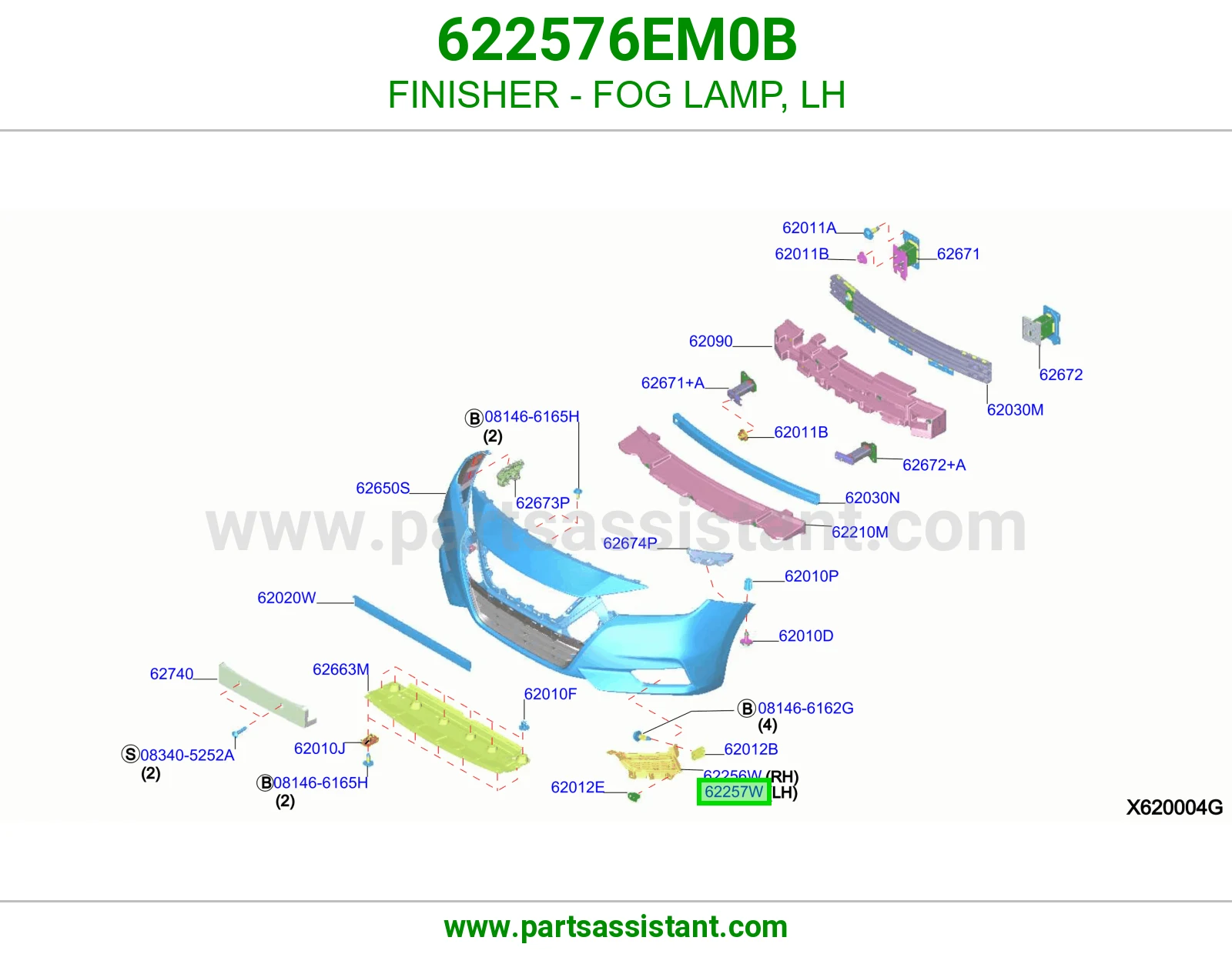 تلبيسة كشاف ضباب يسار 622576EM0B