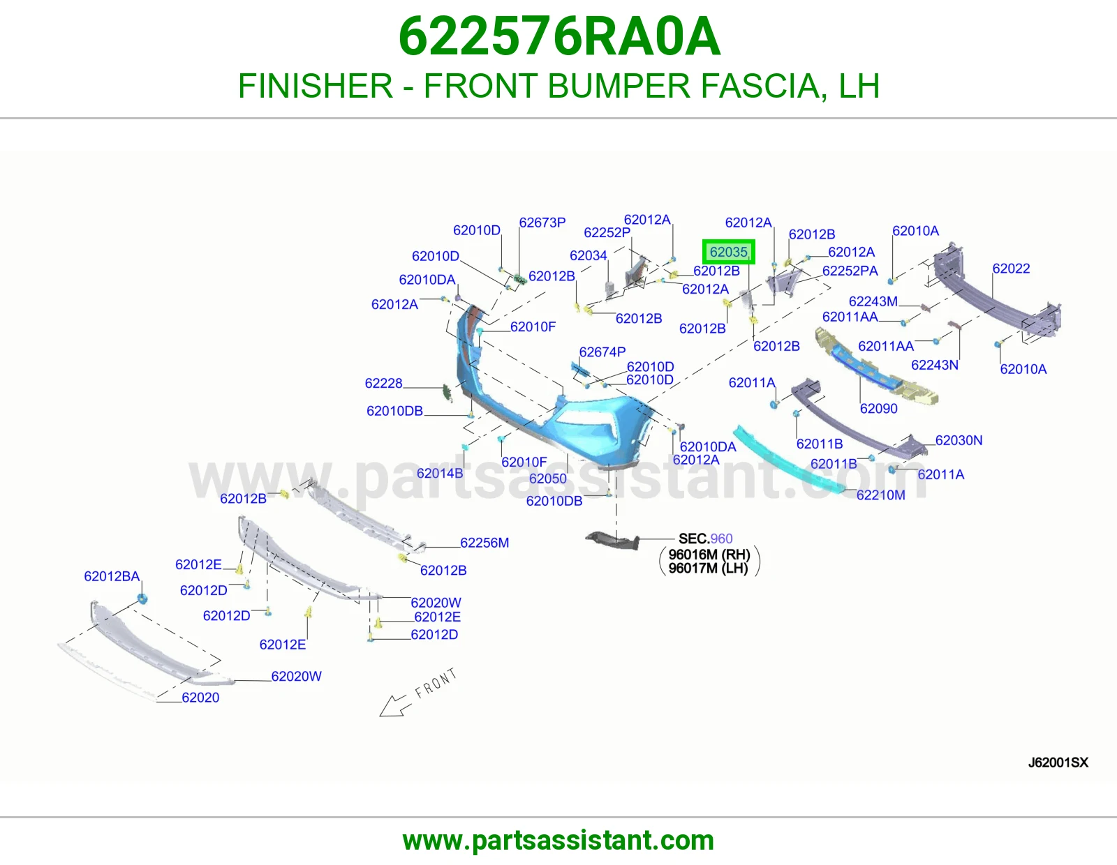 تلبيسة صدام أمامي يسار 622576RA0A