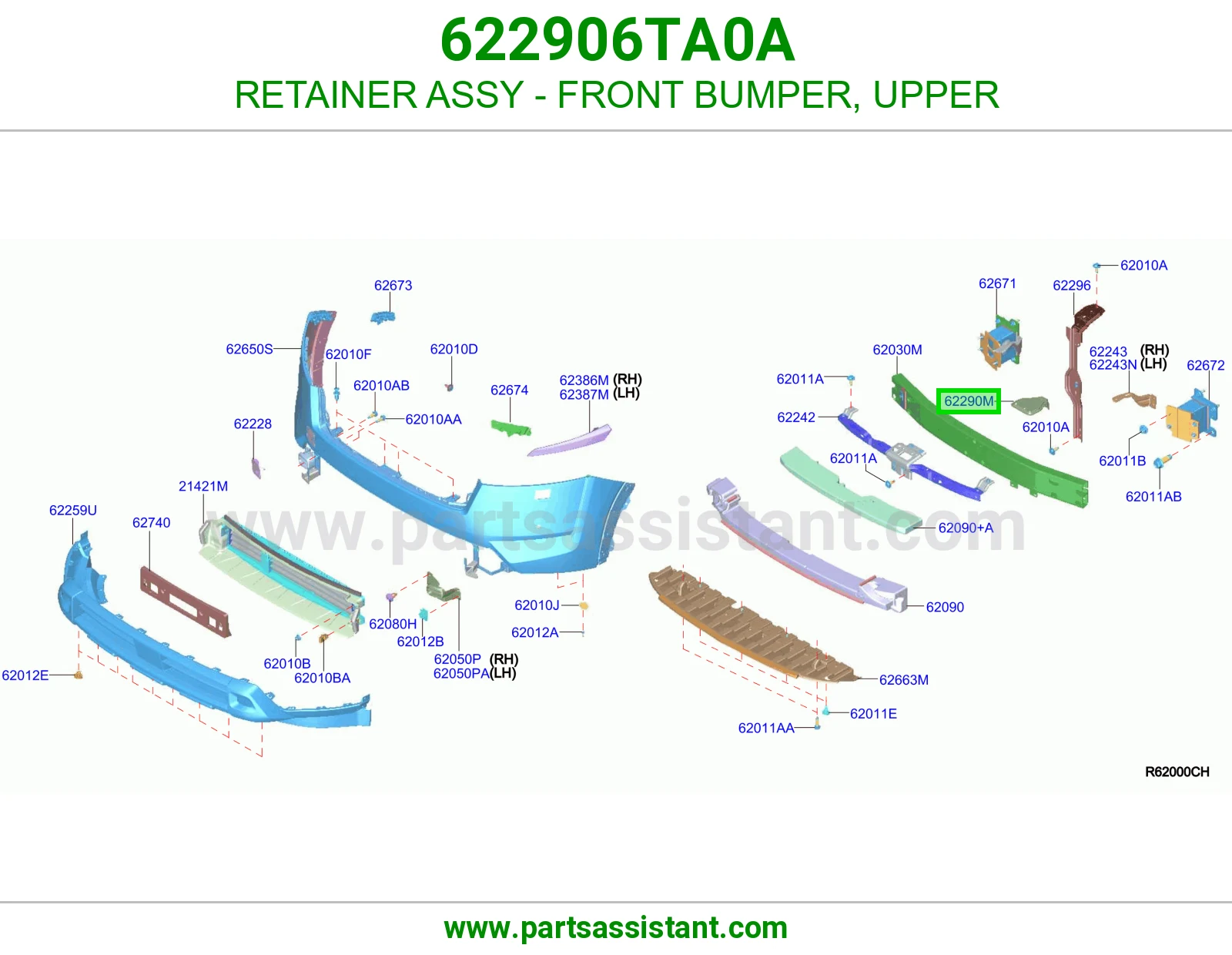 حلقة تثبيت صدام أمامي فوق كاملة 622906TA0A