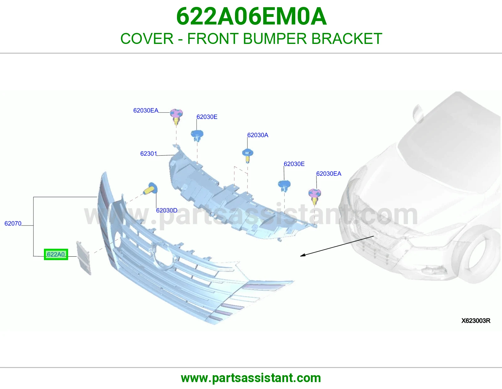 غطاء قاعدة صدام أمامي 622A06EM0A