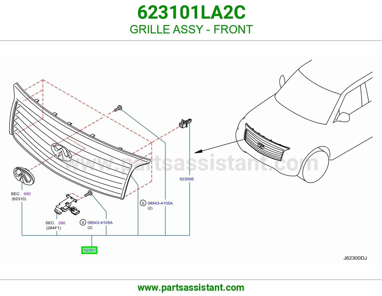GRILLE ASSY - FRONT 623101LA2C