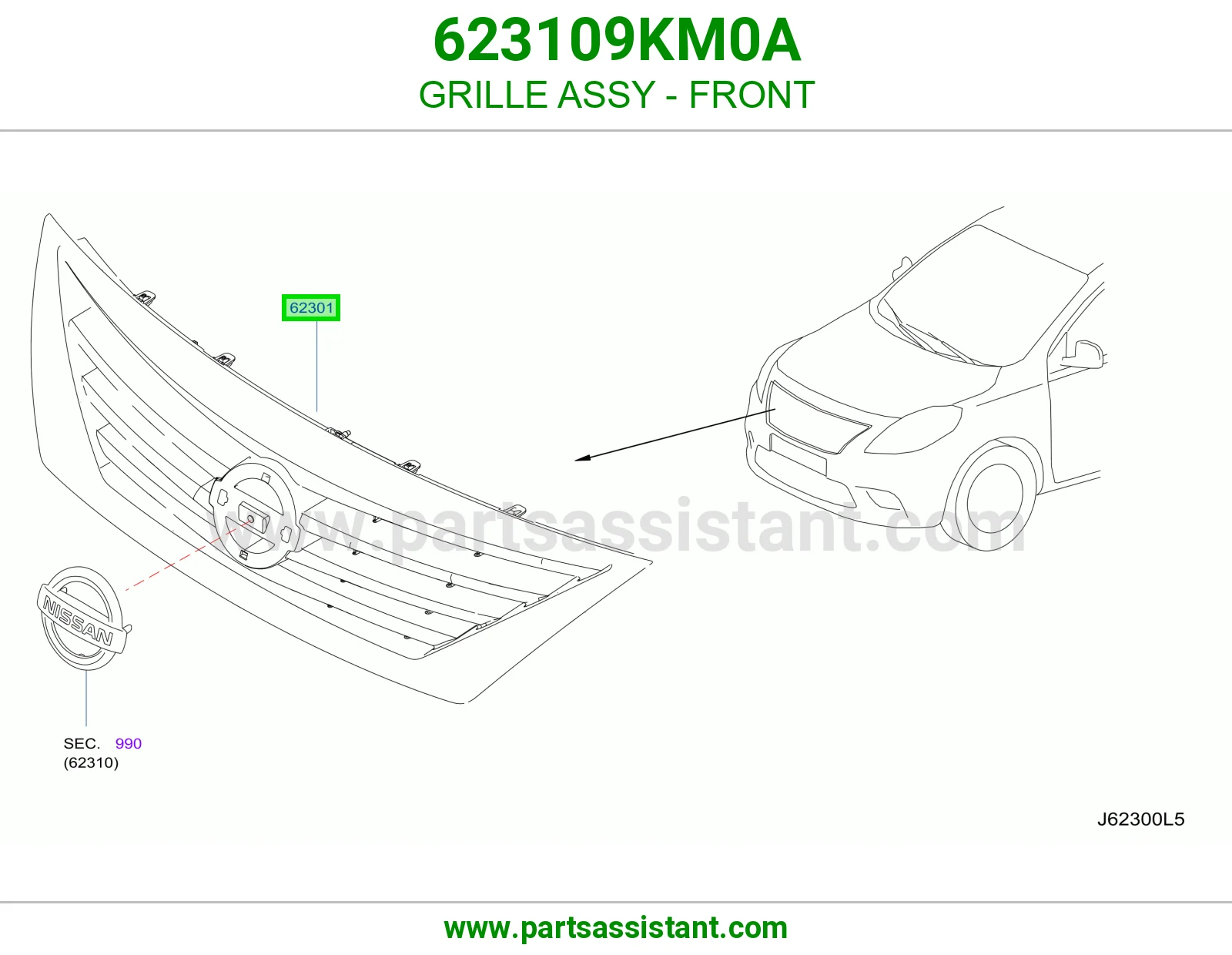 شبك امامي 623109KM0A