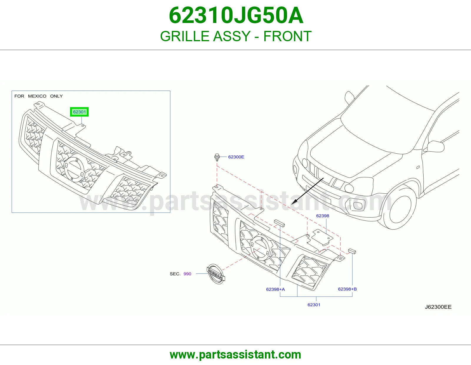 GRILLE ASSY - FRONT 62310JG50A