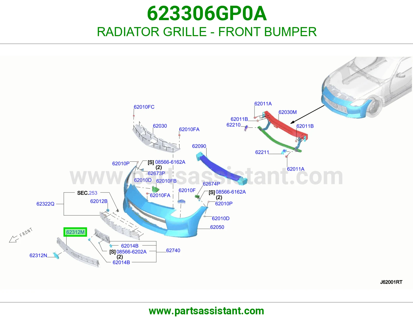 شبك رديتر صدام أمامي 623306GP0A