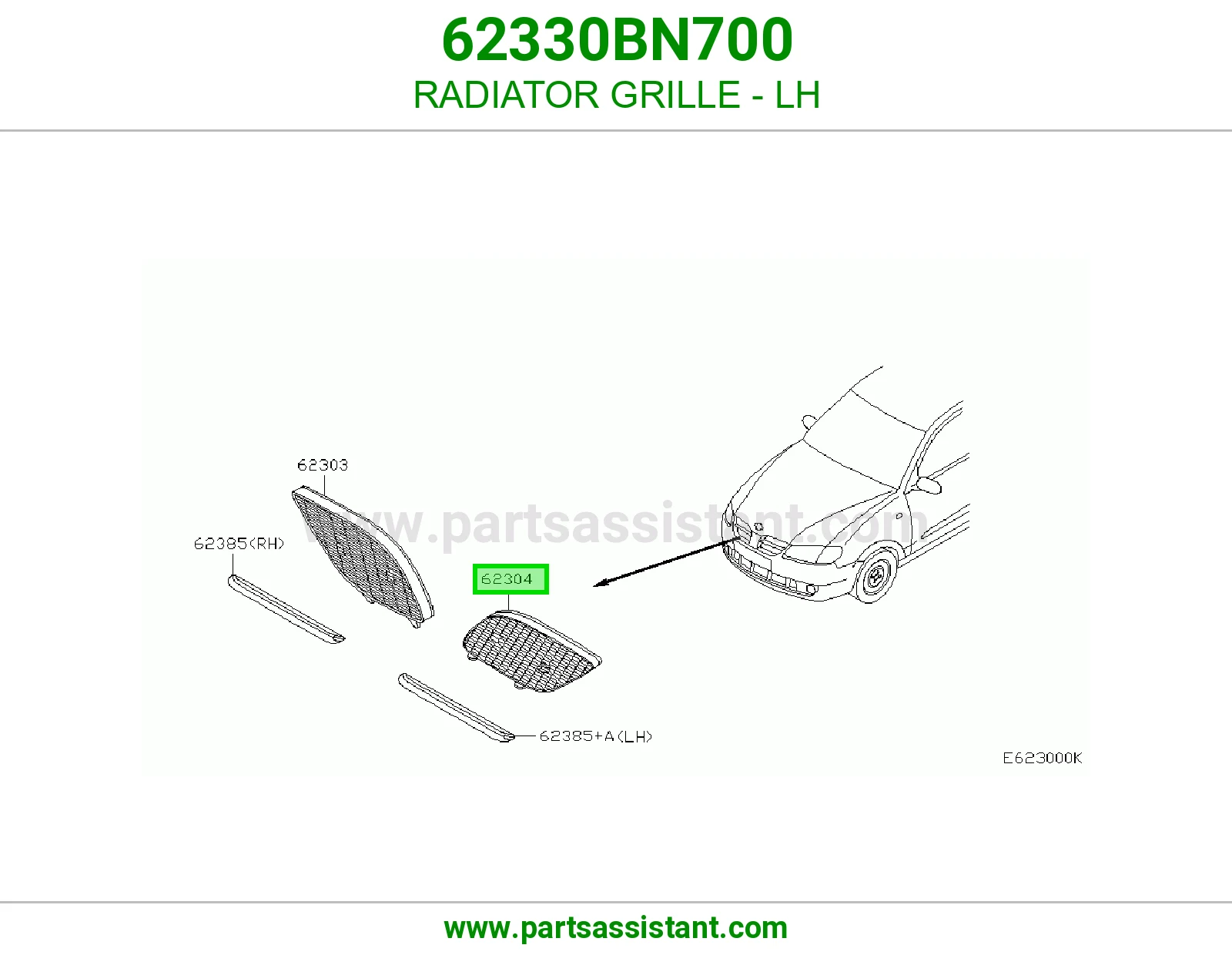زيق تحت شمعه يسار 62330BN700