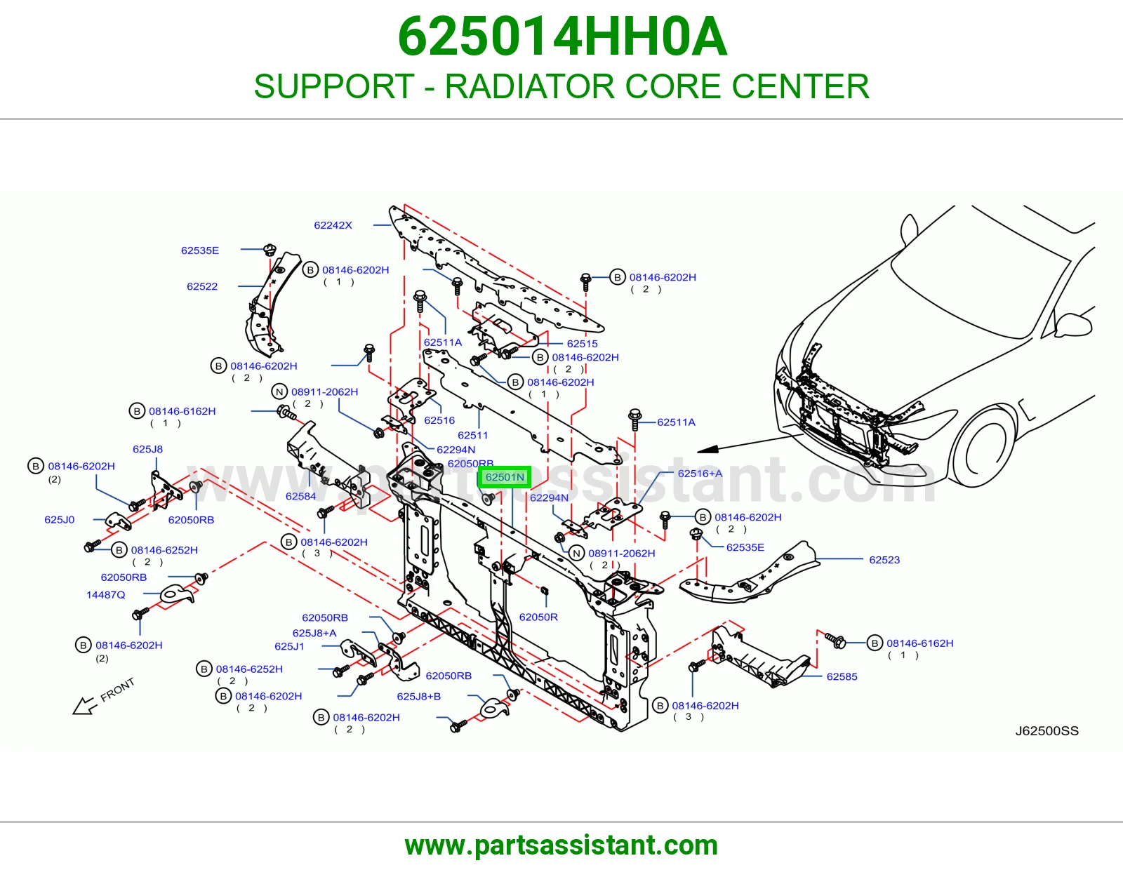 SUPPORT - RADIATOR CORE CENTER 625014HH0A