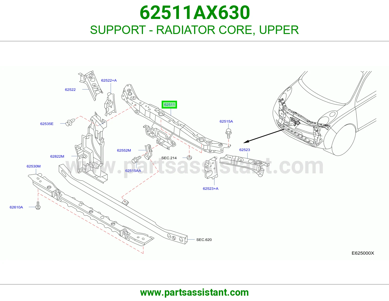قاعدة قلب رديتر فوق 62511AX630
