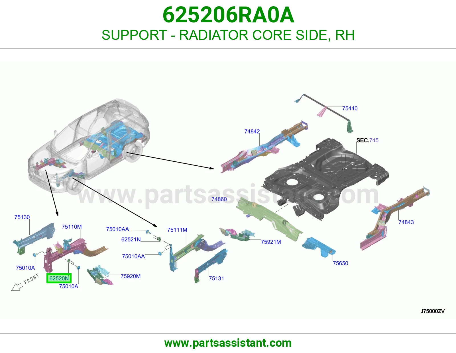 قاعدة جنب رديتر يمين 625206RA0A