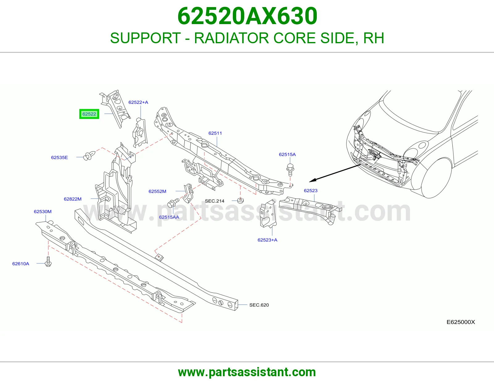 قاعدة جنب رديتر يمين 62520AX630