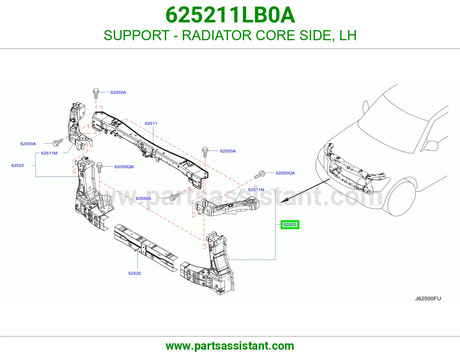 SUPPORT - RADIATOR CORE SIDE, LH 625211LB0A