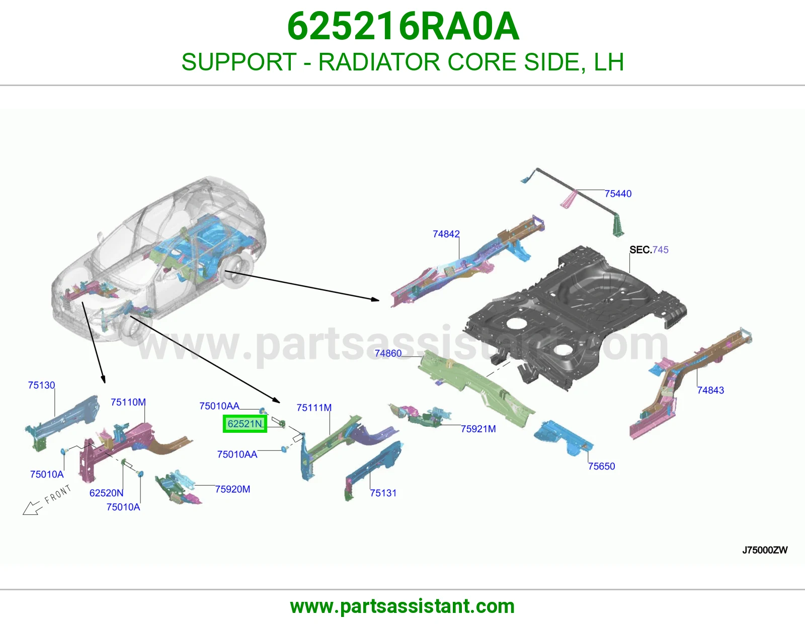 قاعدة جنب رديتر يسار 625216RA0A