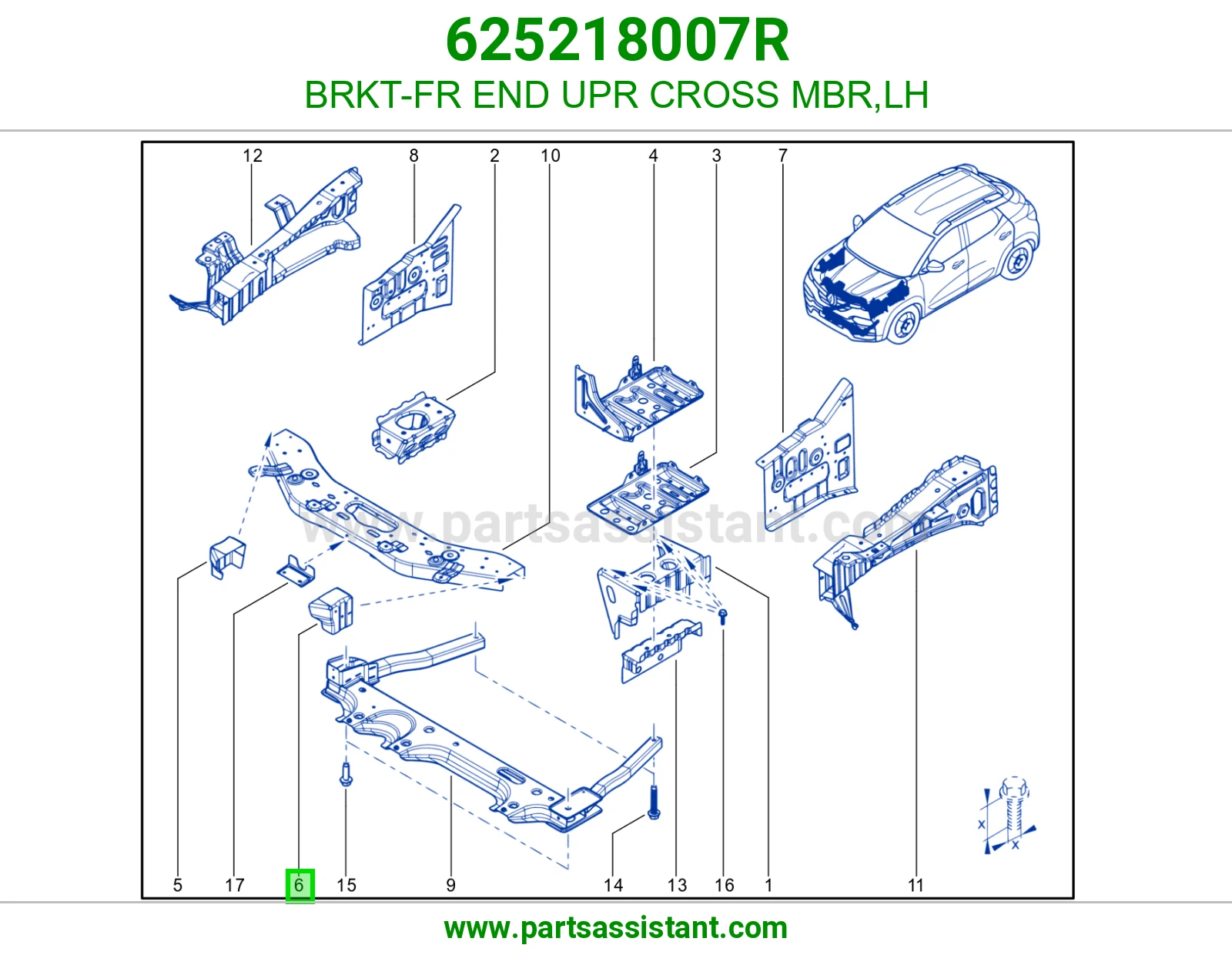 قاعدة وجهية أمامية فوق يسار 625218007R