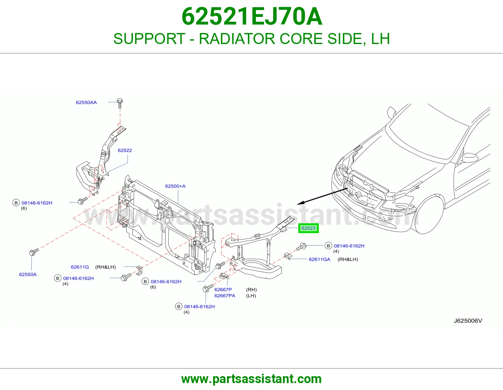 قاعدة جنب رديتر يسار 62521EJ70A