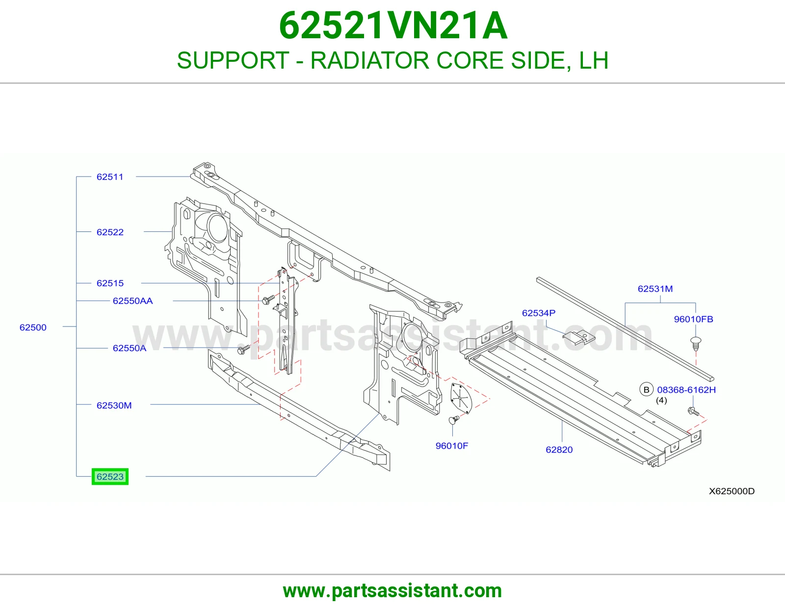 قاعدة جنب رديتر يسار 62521VN21A