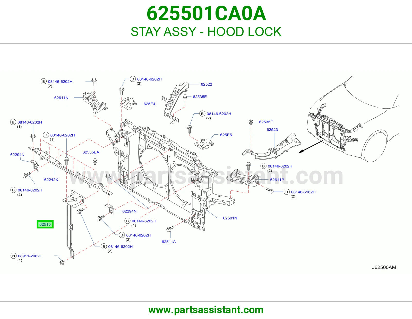 دعامة قفل كبوت كاملة 625501CA0A