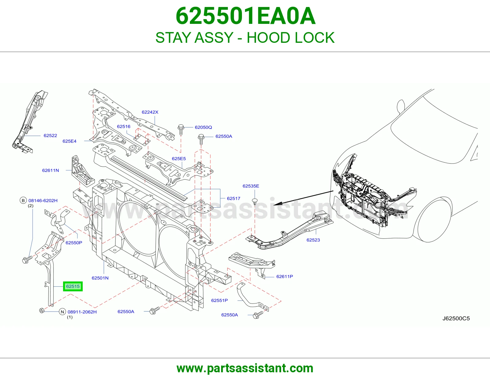 دعامة قفل كبوت كاملة 625501EA0A