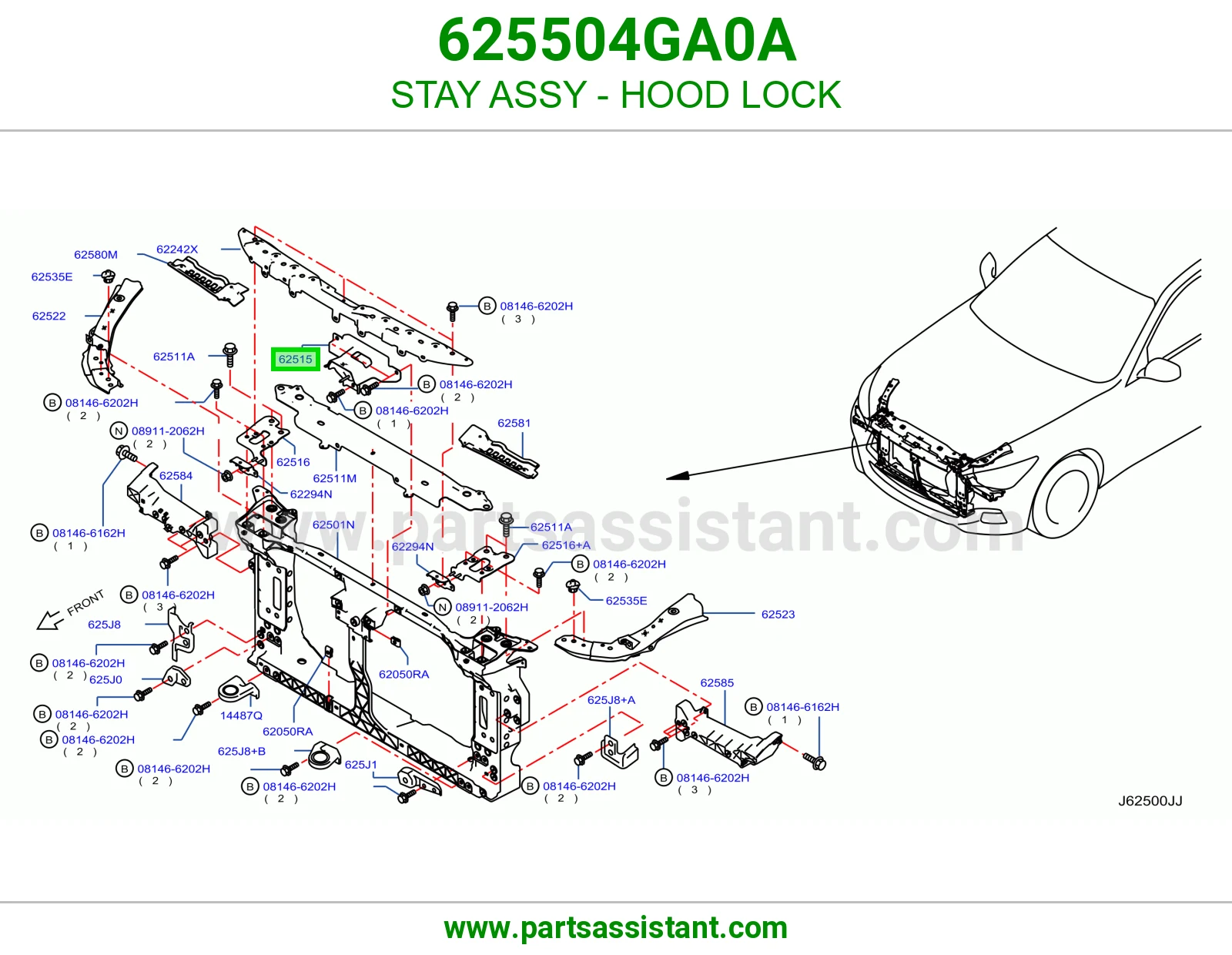 دعامة قفل كبوت كاملة 625504GA0A