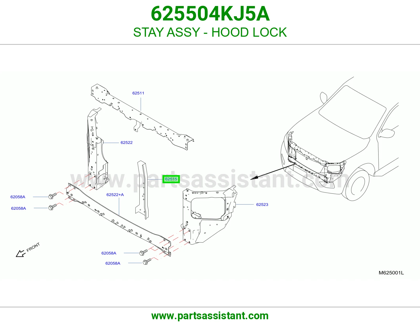 دعامة قفل كبوت كاملة 625504KJ5A