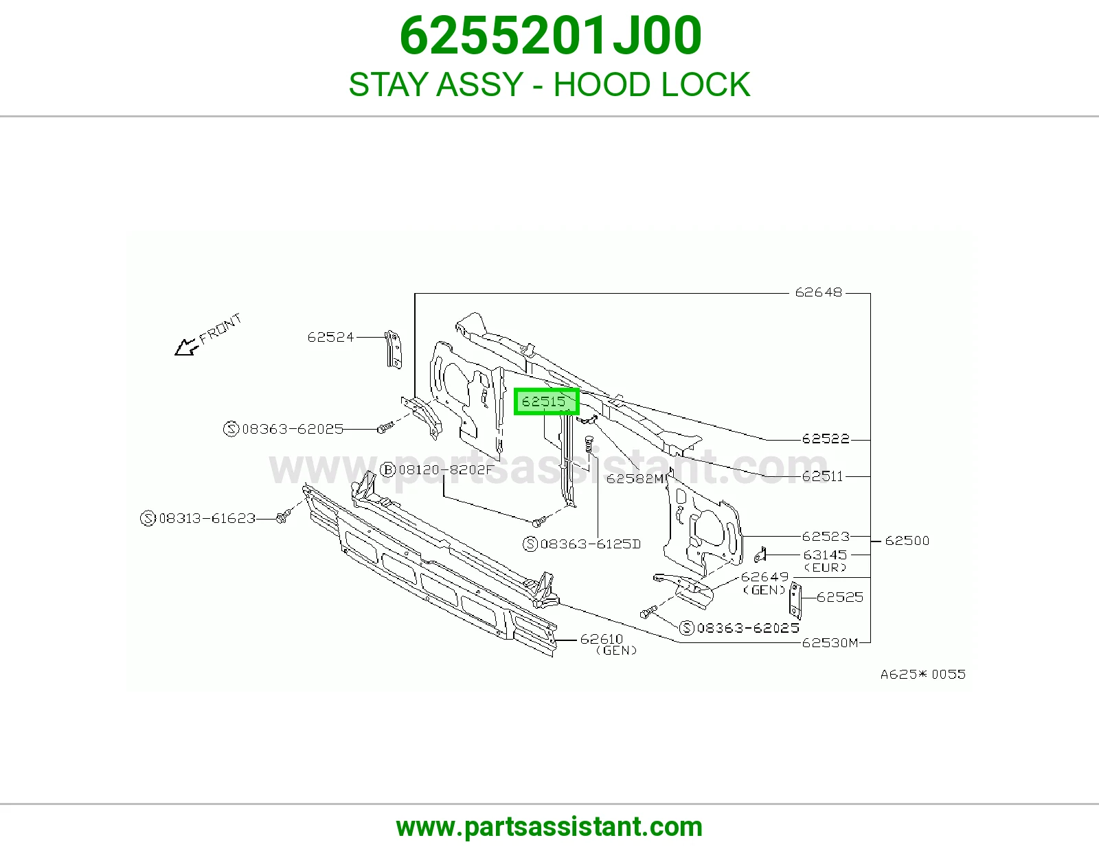 STAY ASSY - HOOD LOCK 6255201J00