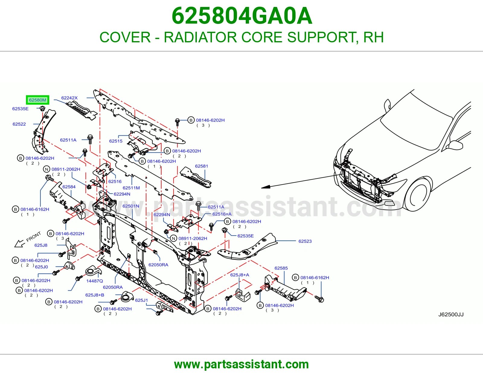 غطاء صدر رديتر يمين 625804GA0A