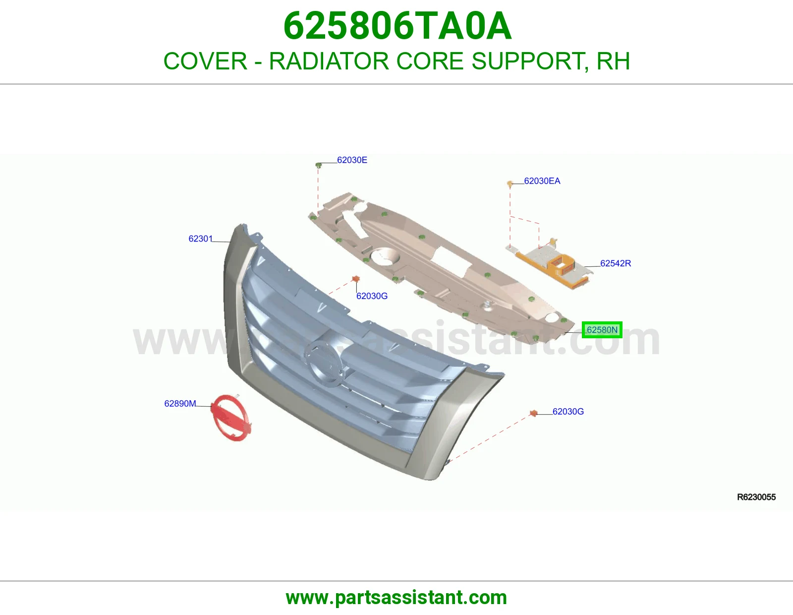 غطاء صدر رديتر يمين 625806TA0A
