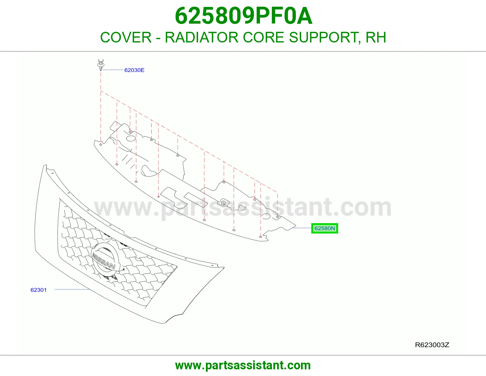 غطاء صدر رديتر يمين 625809PF0A