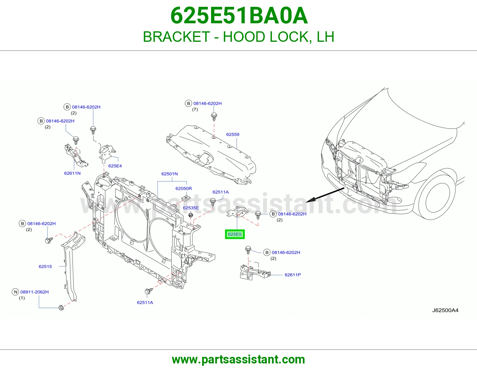 قاعدة قفل كبوت يسار 625E51BA0A