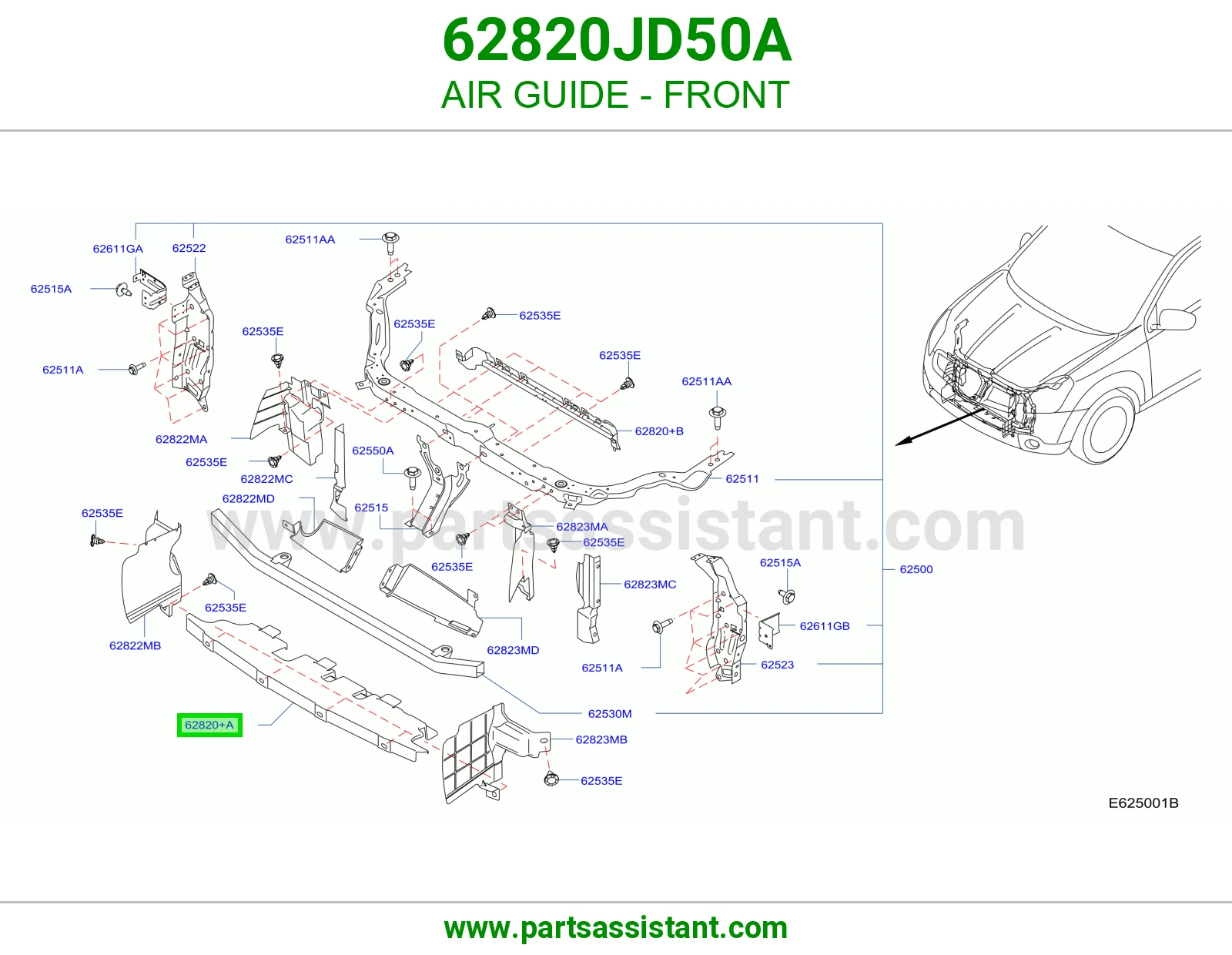 بلاستيك تحت صدام امامي 62820JD50A