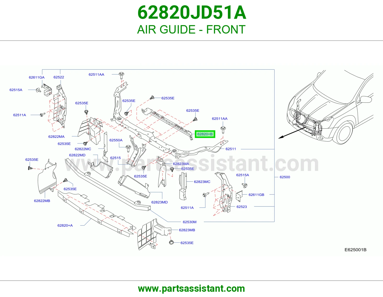 بلاستيك تحت صدام امامي 62820JD51A