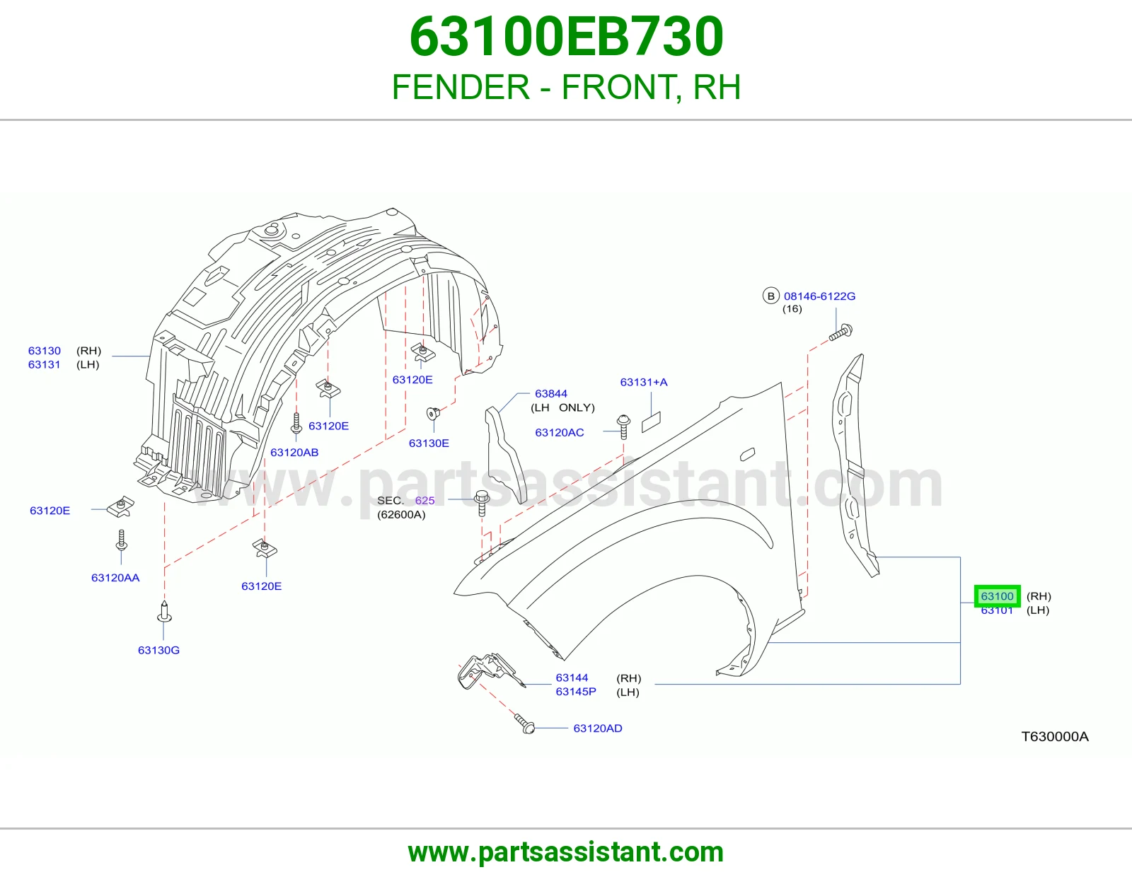 FENDER - FRONT, RH 63100EB730