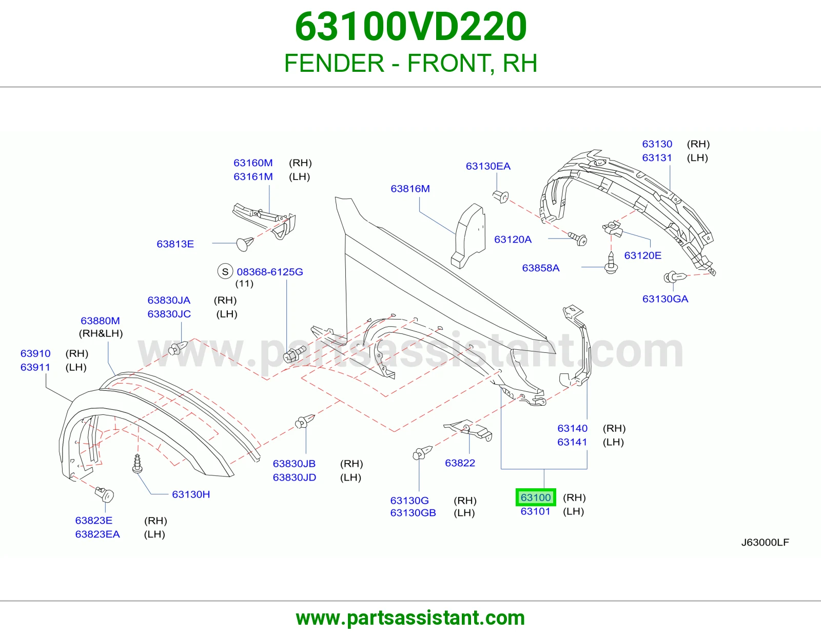 FENDER - FRONT, RH 63100VD220