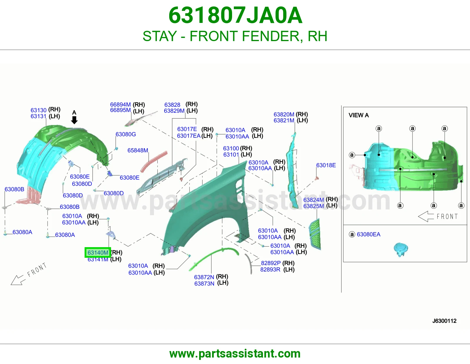 دعامة رفرف أمامي يمين 631807JA0A