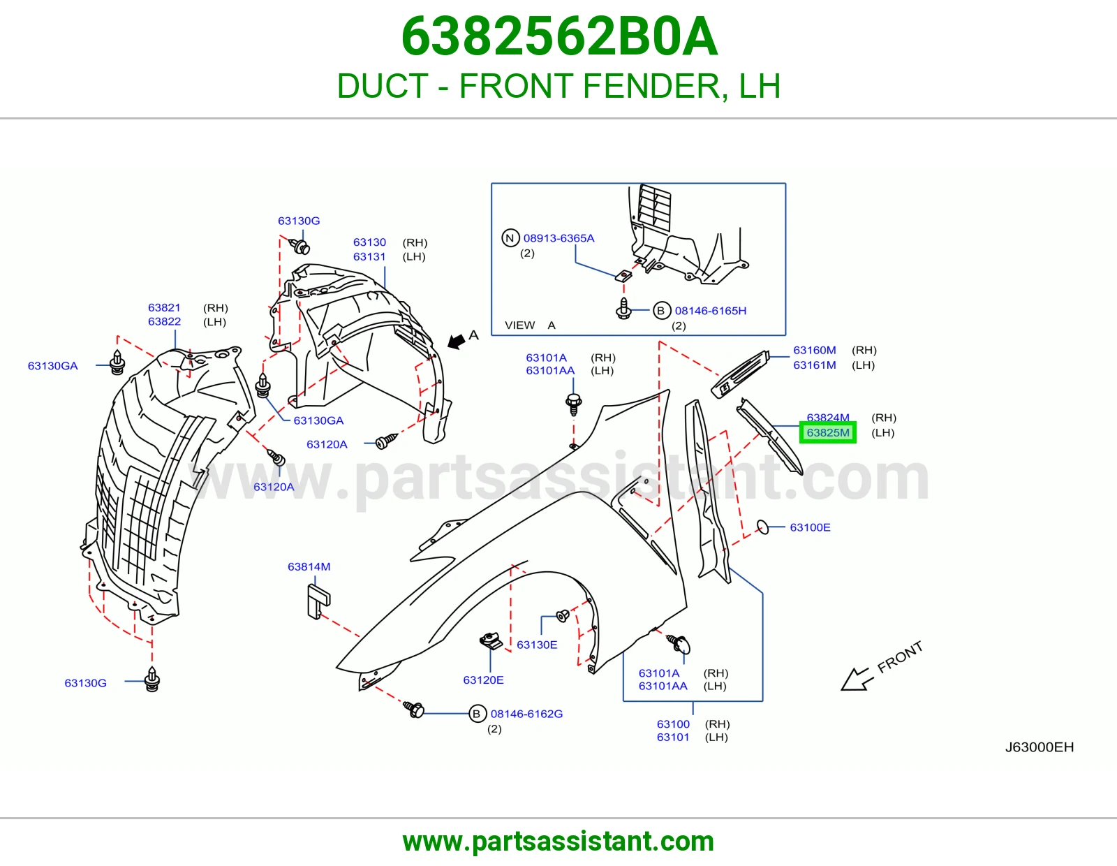 مجرى هواء رفرف أمامي يسار 6382562B0A