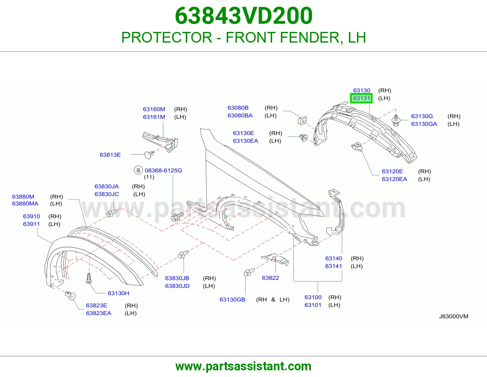 PROTECTOR - FRONT FENDER, LH 63843VD200