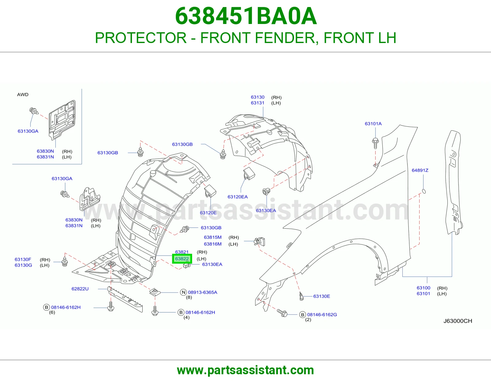 واقي رفرف أمامي يسار 638451BA0A