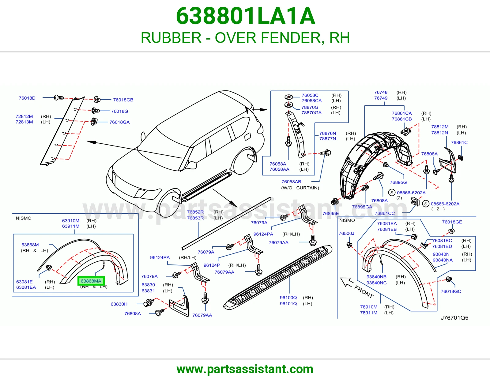 ربل توسعة رفرف يمين 638801LA1A