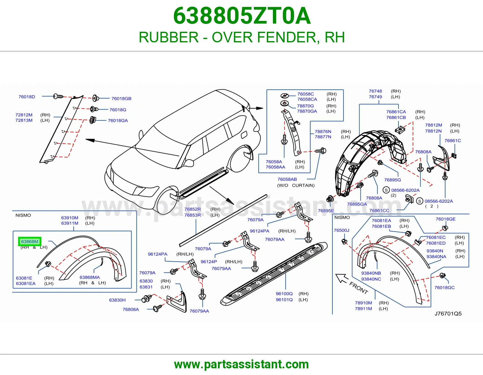 ربل توسعة رفرف يمين 638805ZT0A
