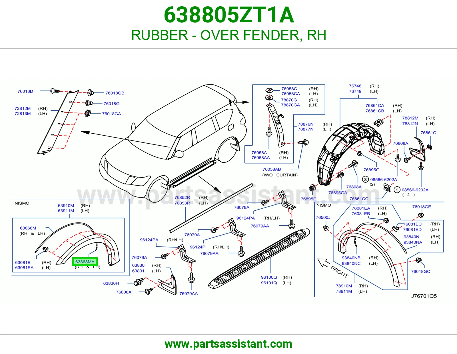 ربل توسعة رفرف يمين 638805ZT1A