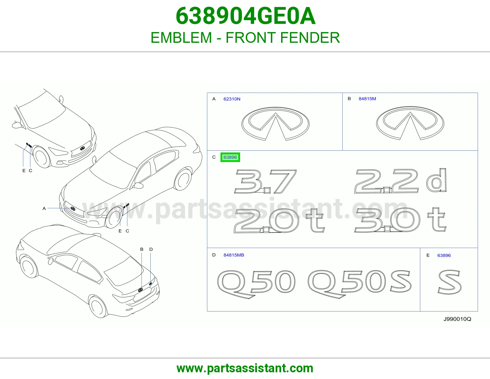 علامة رفرف أمامي 638904GE0A