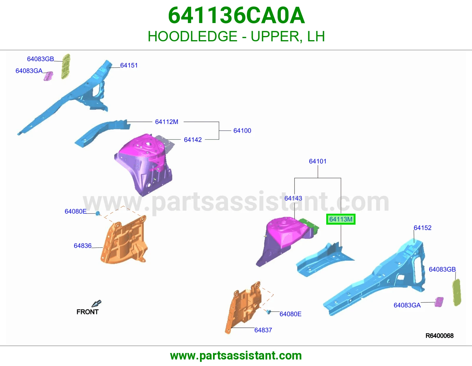 حافة حوض كبوت فوق يسار 641136CA0A