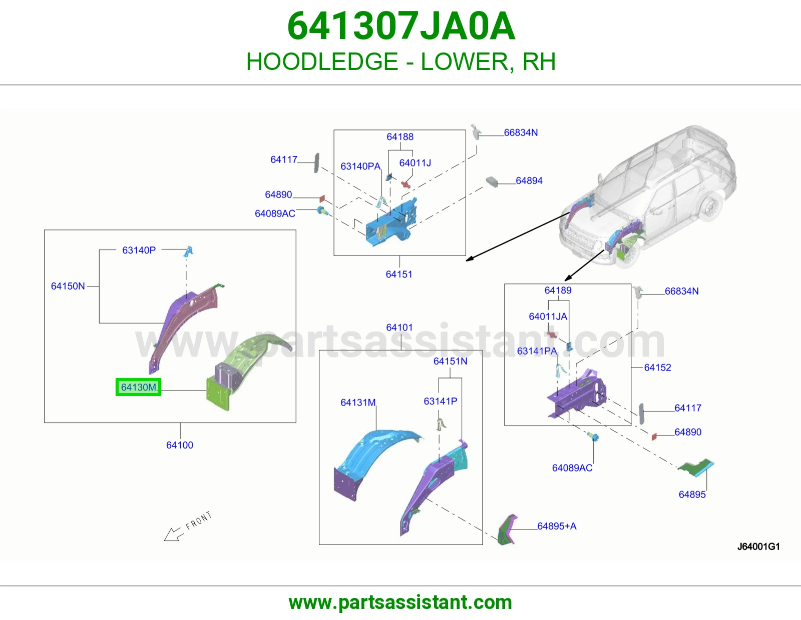 حافة حوض كبوت تحت يمين 641307JA0A