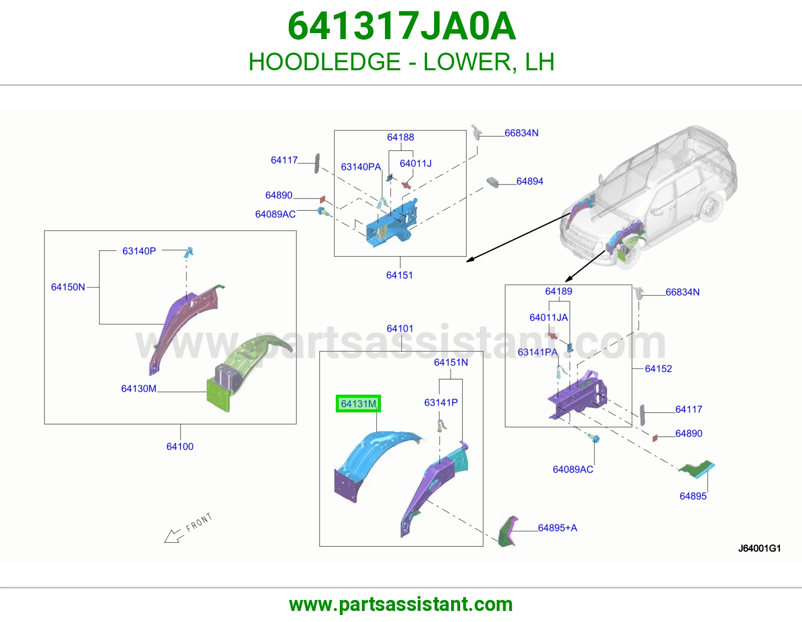 حافة حوض كبوت تحت يسار 641317JA0A