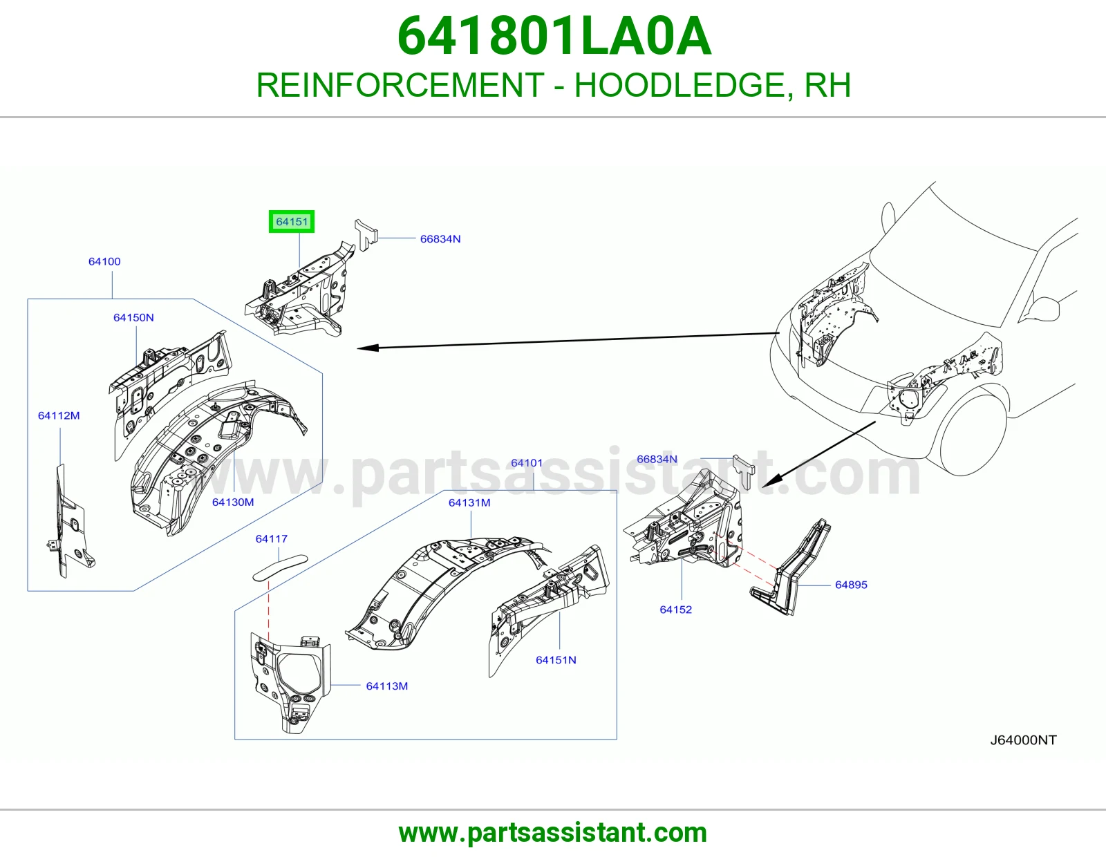 تقوية حافة حوض كبوت يمين 641801LA0A