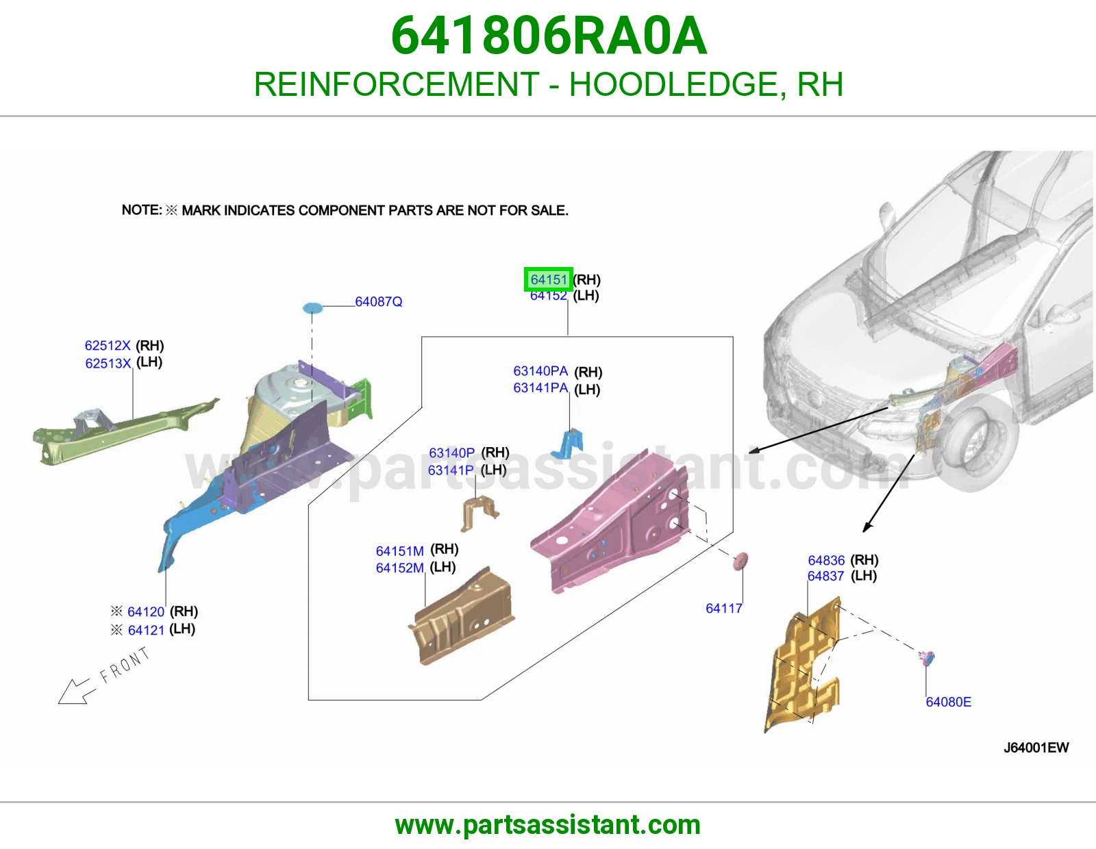 تقوية حافة حوض كبوت يمين 641806RA0A