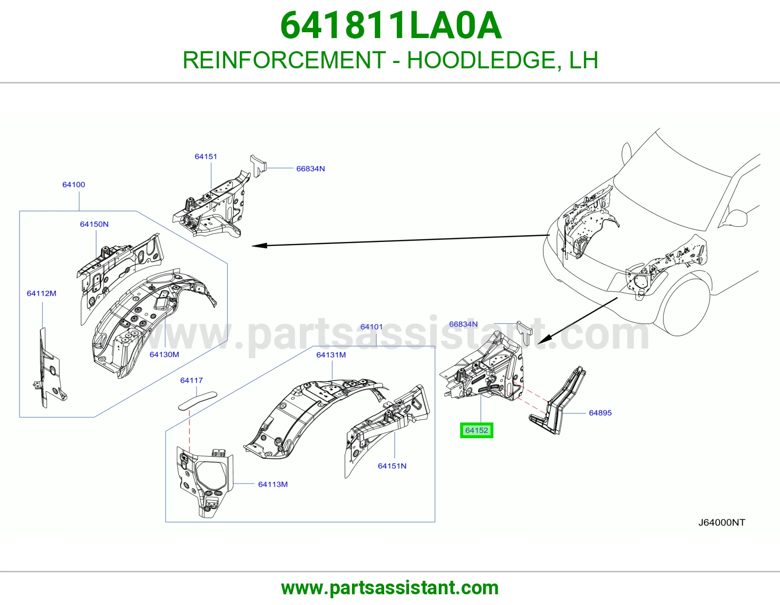 تقوية حافة حوض كبوت يسار 641811LA0A