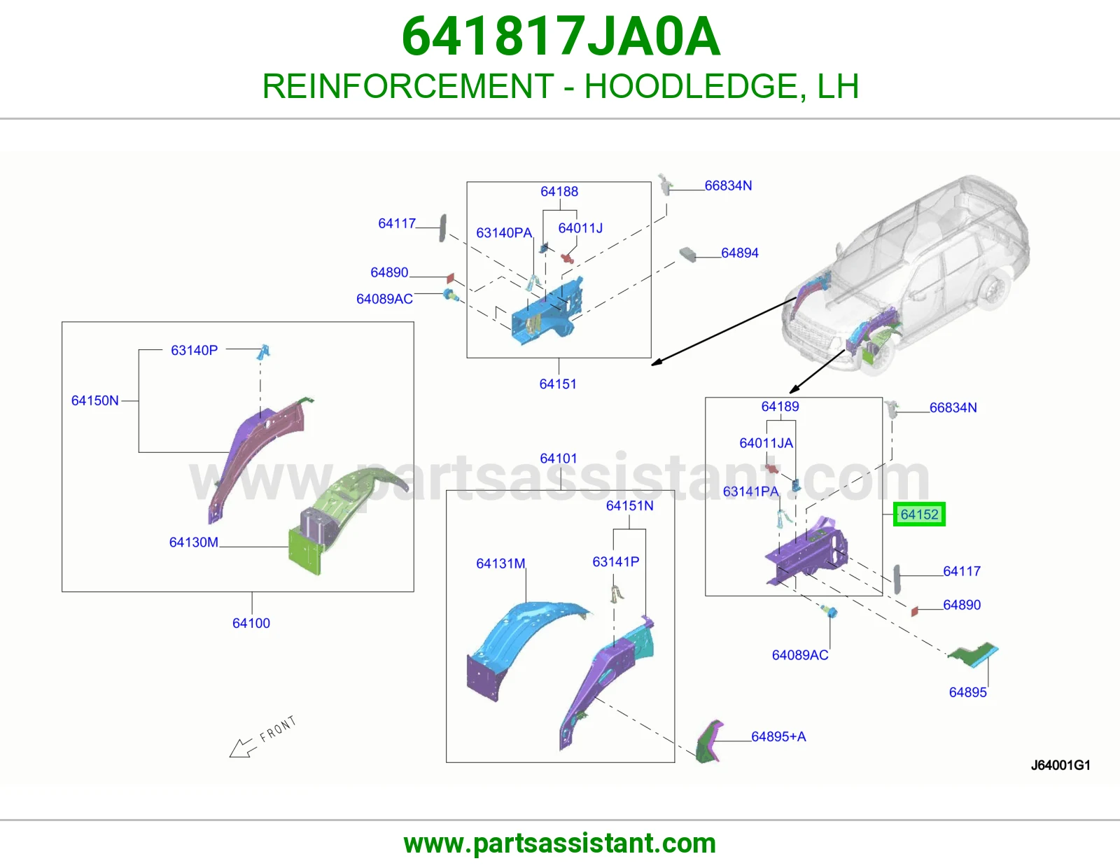 تقوية حافة حوض كبوت يسار 641817JA0A