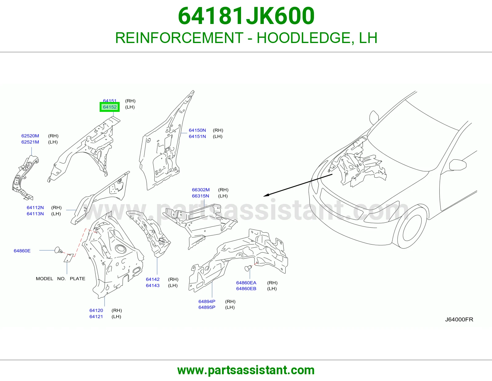 تقوية حافة حوض كبوت يسار 64181JK600