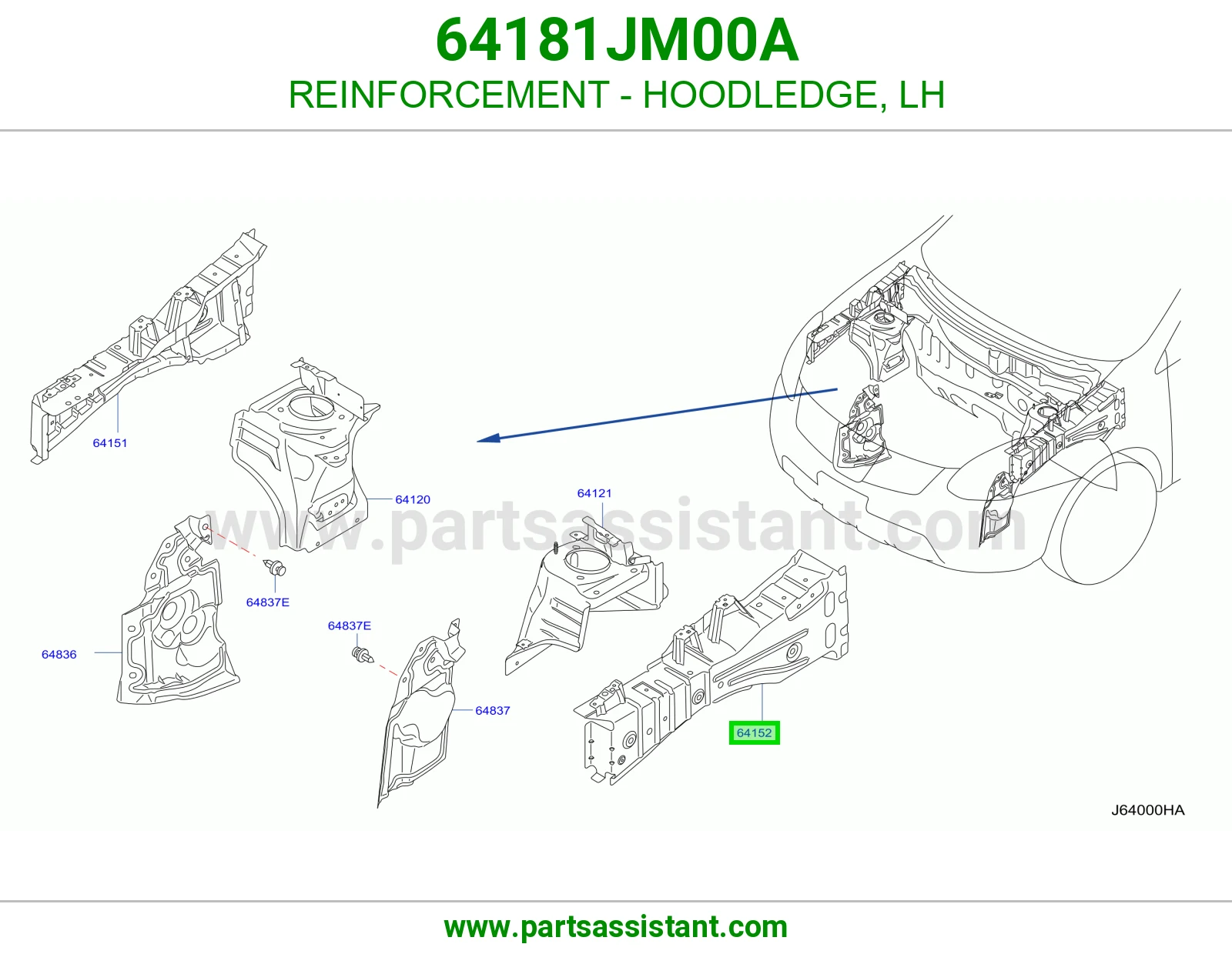 تقوية حافة حوض كبوت يسار 64181JM00A