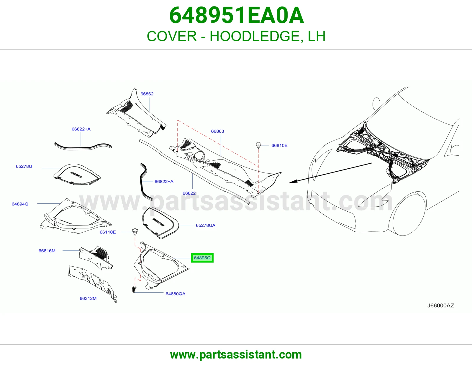 غطاء حافة حوض كبوت يسار 648951EA0A