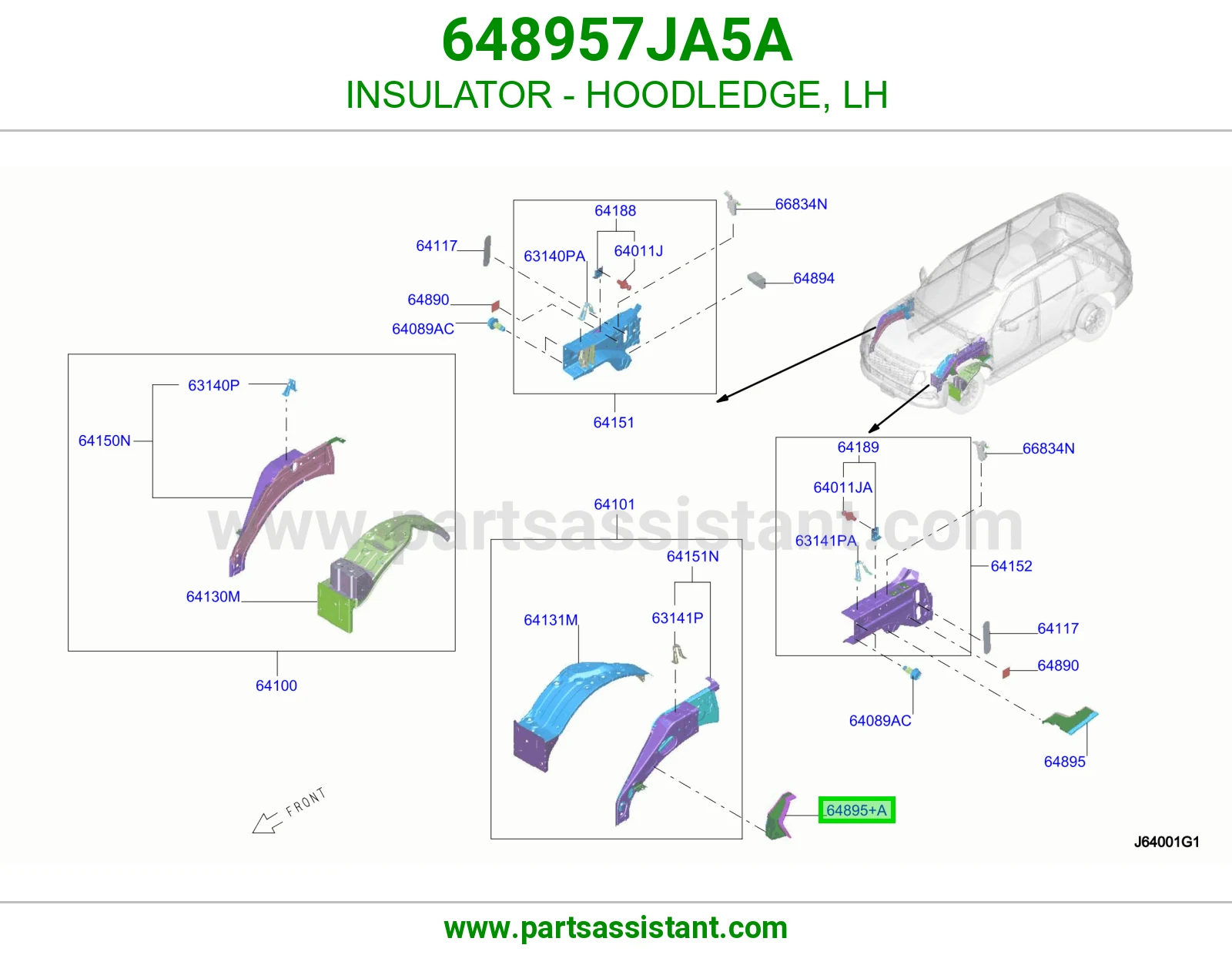 عازل حافة حوض كبوت يسار 648957JA5A